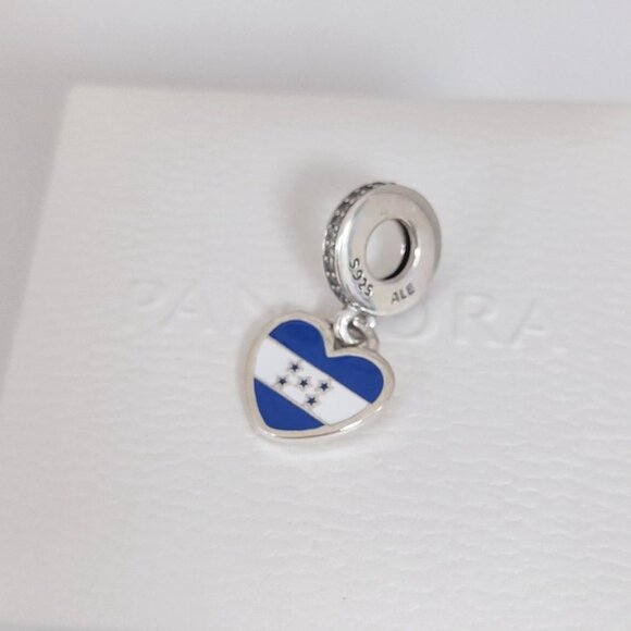 Pandora Honduras Flag Heart Exclusive Dangle Charm S925 Silver with box - Picture 7 of 8